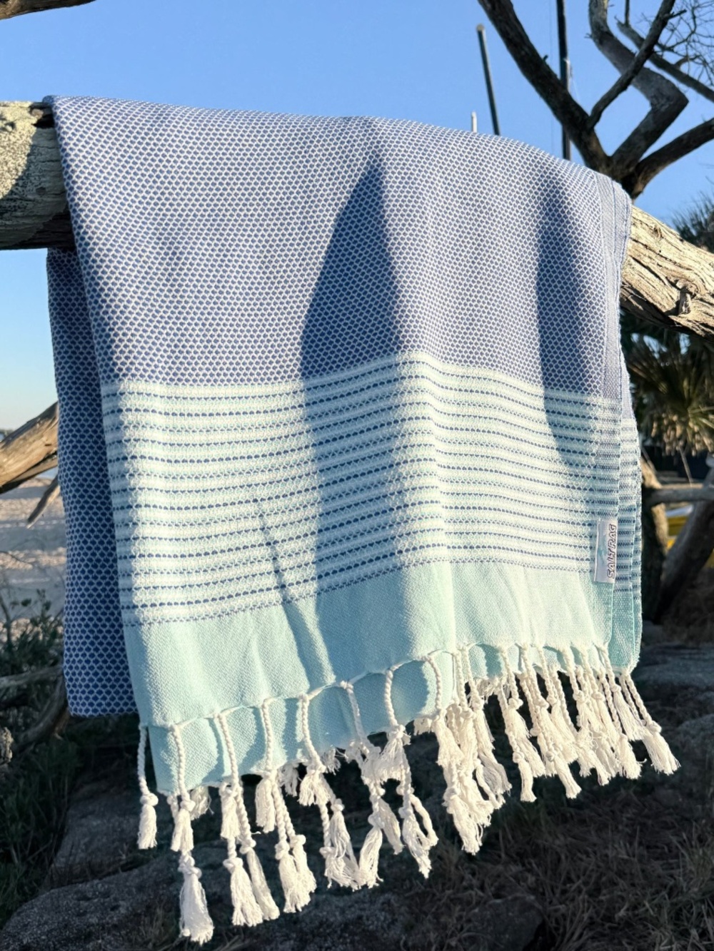 Blue Salt Rag™ "The Angler Rag" Sand-Resistant Turkish Beach Towel